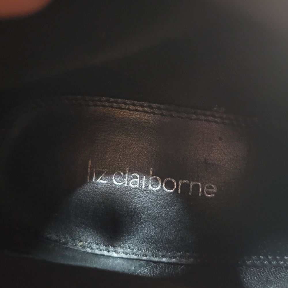 Liz Claiborne Black Leather Bonnie Heeled Boots - Picture 3 of 16